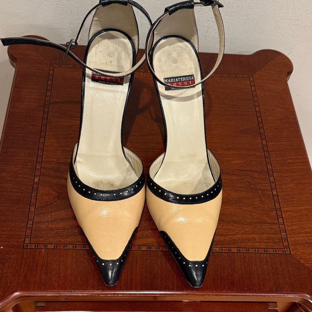 Beige and Black Heels